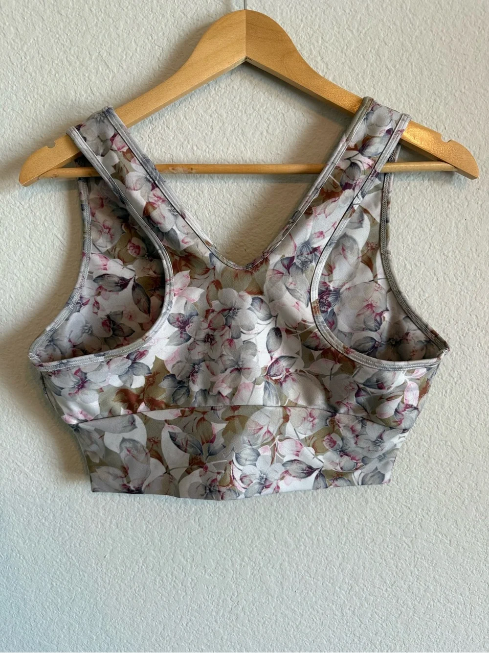 Savvi Julia Racerback Front Rouching Scoop Neck Floral Sports Bra Size XL